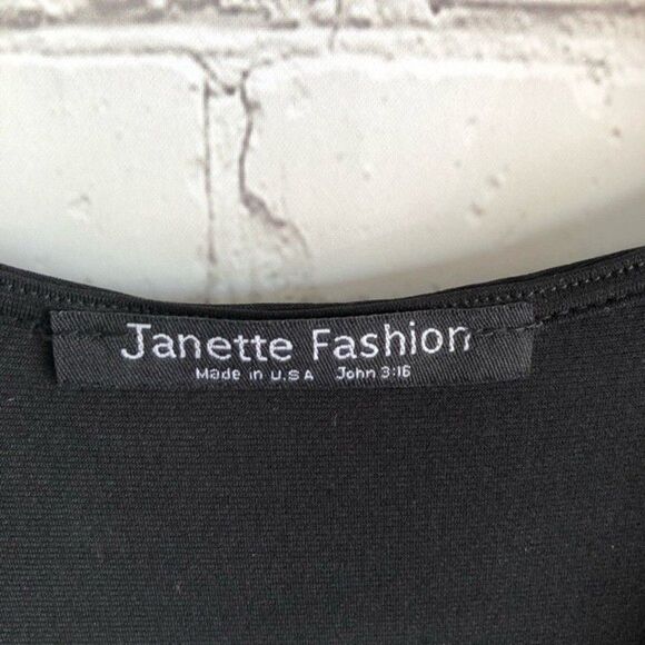 JANNETTE FASHION Simple Black Dress w Cross Front Size Small - Picture 3 of 4